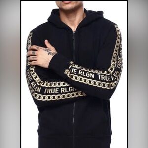Men’s True Religion Black Fashion Zip-Up Hoodie NWT